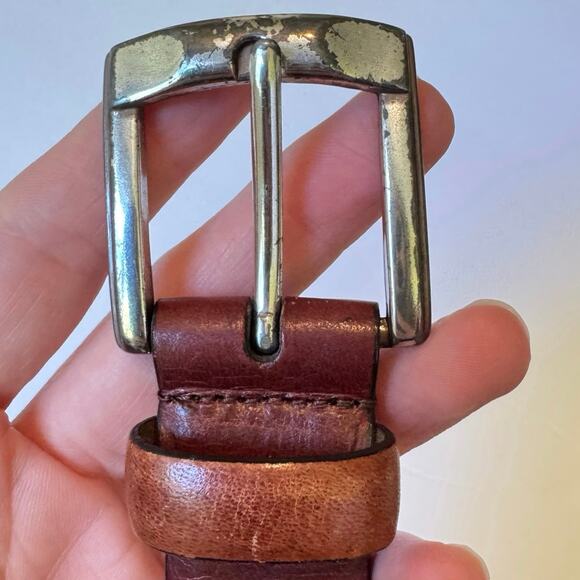 Vintage Fossil Men’s Woven Brown Leather Belt Size 38 Silver Buckle Y2K 90s - Picture 4 of 9